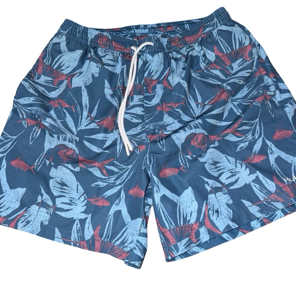 HUK PURSUIT OCEAN PALM VOLLEY SWIM SHORTS Mens M Medium